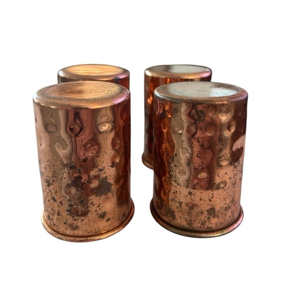 Hammered Copper Shot Glasses in Wooden Caddy - Picture 4 of 12